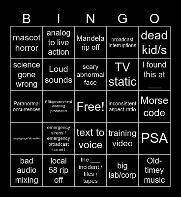 Bingo 1 Bingo Card