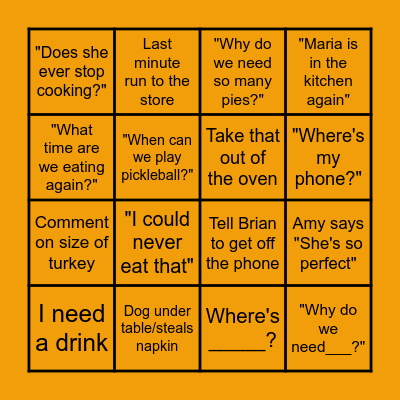 THANKSGIVING BINGO Card