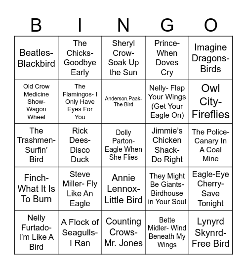 Radio Bingo For The Birbs Bingo Card