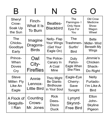 Radio Bingo For The Birbs Bingo Card