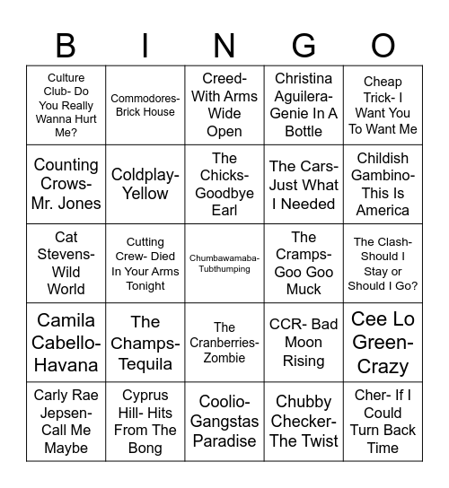 Radio Bingo The "C" Section Bingo Card