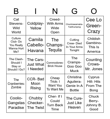 Radio Bingo The "C" Section Bingo Card