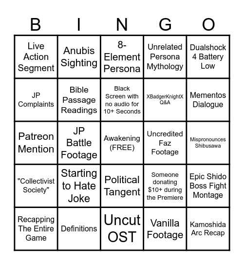 Dichotomy of a Bingo: Sumire Yoshizawa Bingo Card