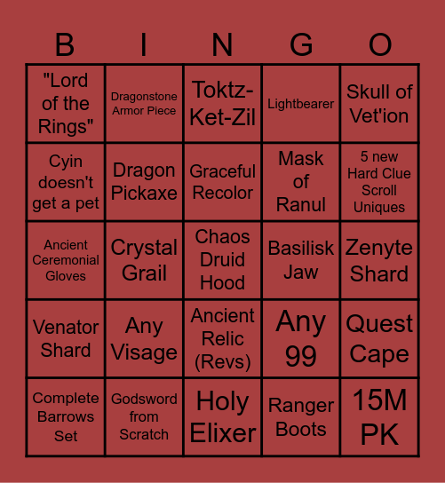 15 Bingo Card