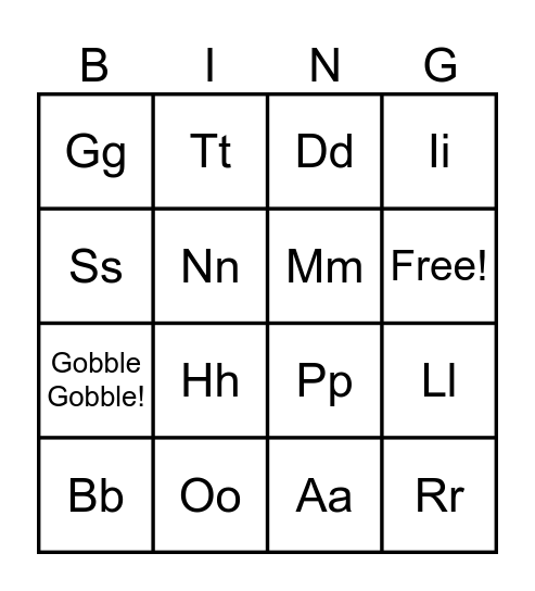 95% Lesson 10 Bingo Card