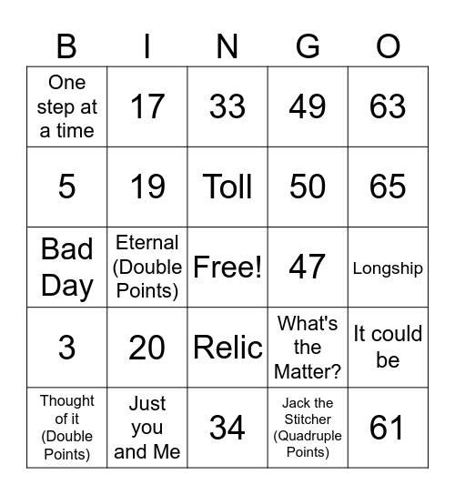 Number Bingo 1-75 Bingo Card