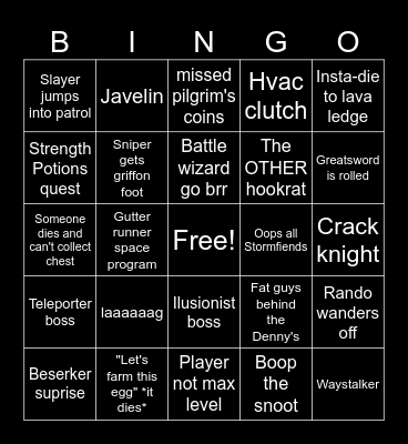 Chaos Wastes Bingo Card