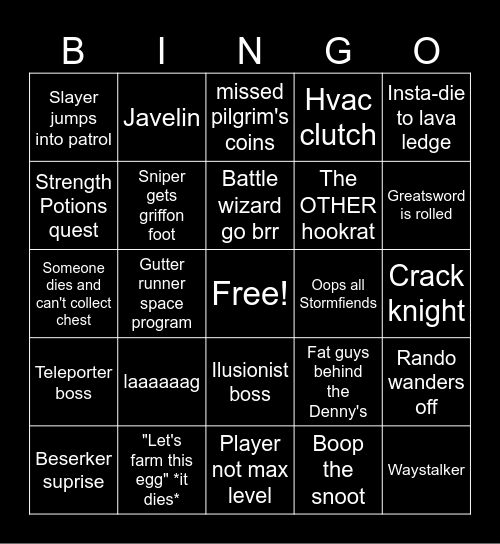 Chaos Wastes Bingo Card