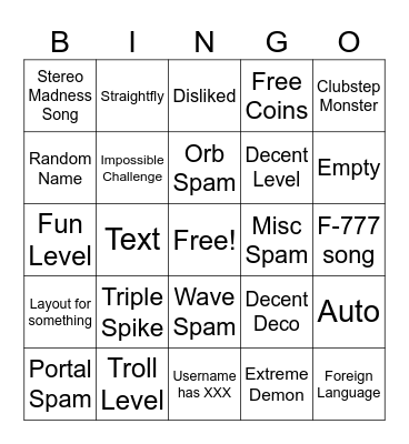 GD RECENT TAB Bingo Card