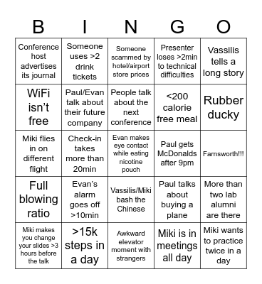 Conference Bingo Card