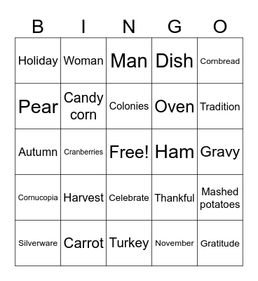 Thanksgiving Bingo Card