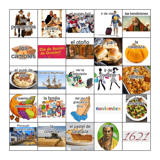 Día de Acción de Gracias Bingo Card