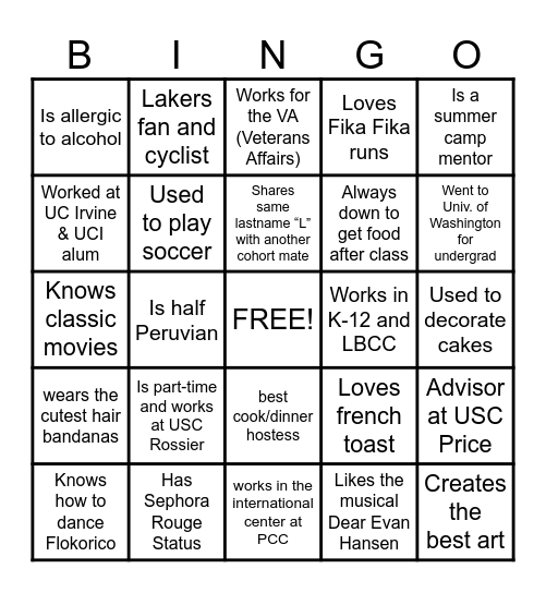 EC BINGO Card