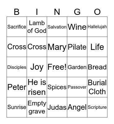 Easter Bingo Card