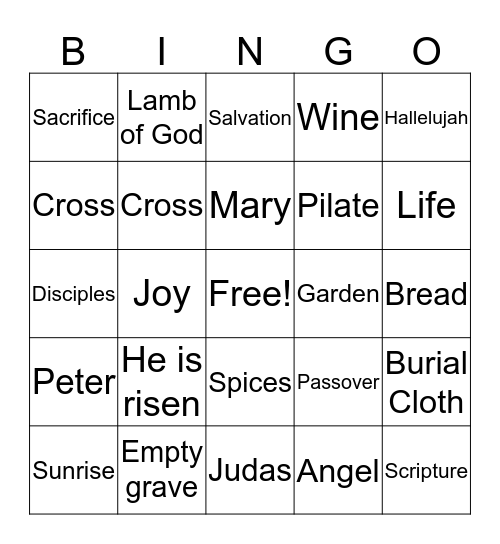 Easter Bingo Card