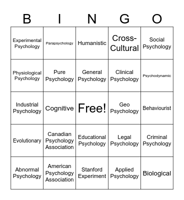 AOK: Psychology Bingo Card