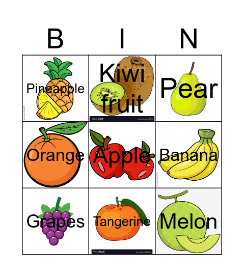 Fruit Bingo Card