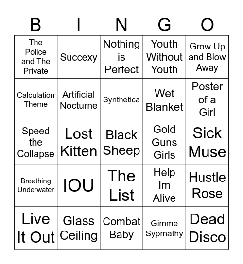 METRIC Bingo Card Bingo Card