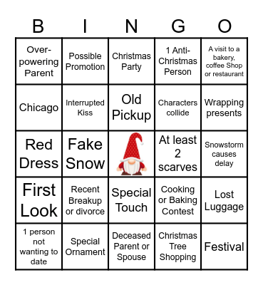 HALLMARK CHRISTMAS MOVIE BINGO Card