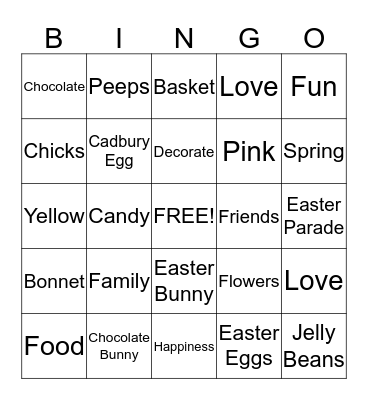 Easter Bingo Card