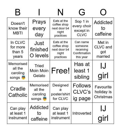 CLVC Retreat 2023 Bingo Card
