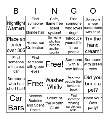 Scentsy Petsy Bingo Game Bingo Card