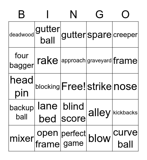 Bowling Bingo Card