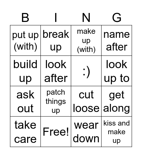 Relationships @Englisheoi Bingo Card
