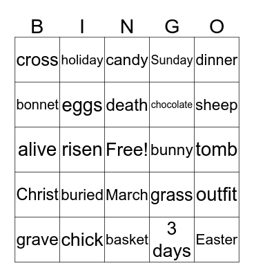 Easter Bingo Card