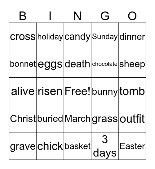 Easter Bingo Card