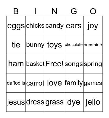 easter Bingo Card