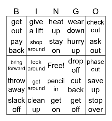 PHRASAL VERBS @ENGLISHEOI Bingo Card