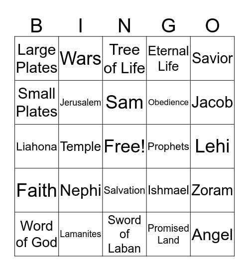 Book of Mormon Bingo Card