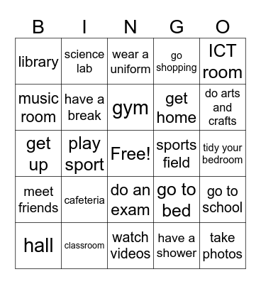 Free time Bingo Card