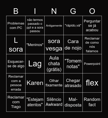 Sora de PT bingo Card