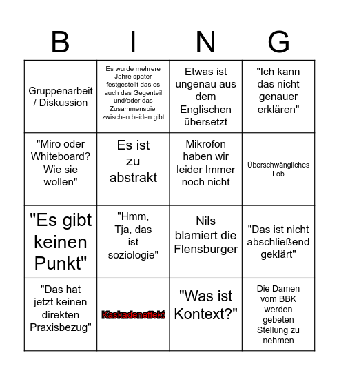 Soziologie Bingo Card