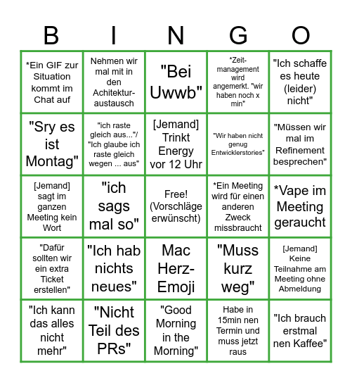 TBA Bullshit Bingo Card