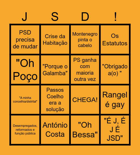 BINGO DA JSD Bingo Card