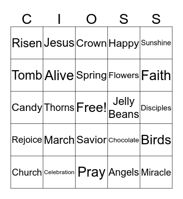 Cross Bingo Card