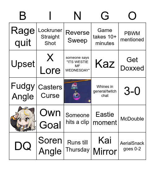 Westie Wednesday 1v1 Bingo Card