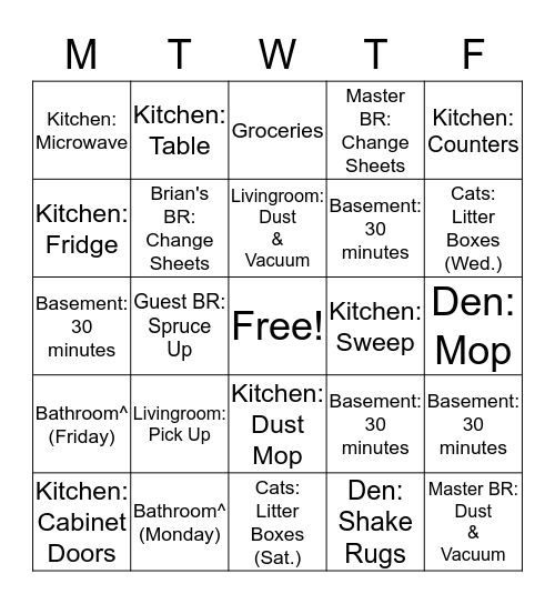 Blessing Our Home: Bingo Card