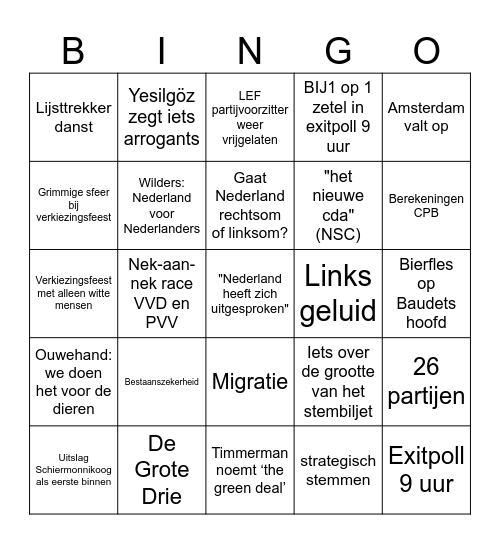 succes Bingo Card