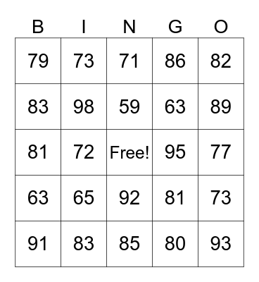 Addition with regrouping BINGO Card