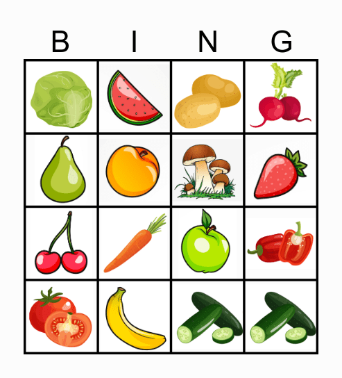WARZYWA I OWOCE Bingo Card
