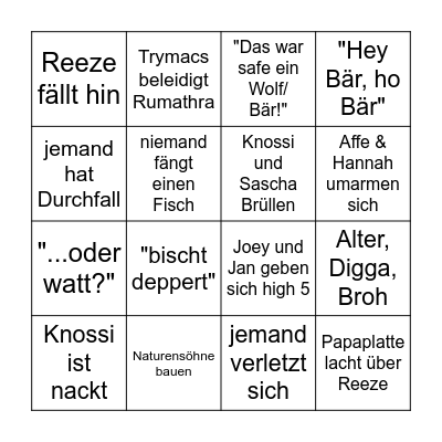 7 vs Wild Bingo Card