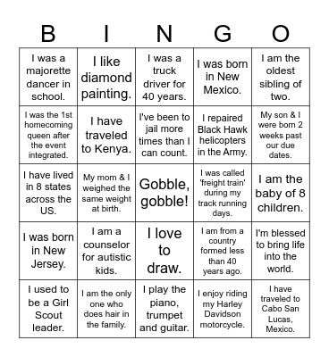 Happy Thanksgiving 2023! Bingo Card