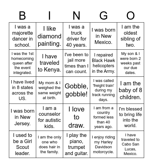 Happy Thanksgiving 2023! Bingo Card