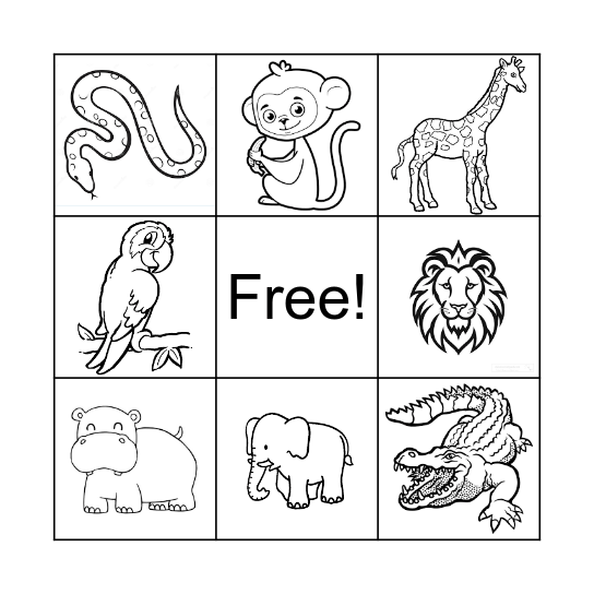 WILD ANIMALS Bingo Card