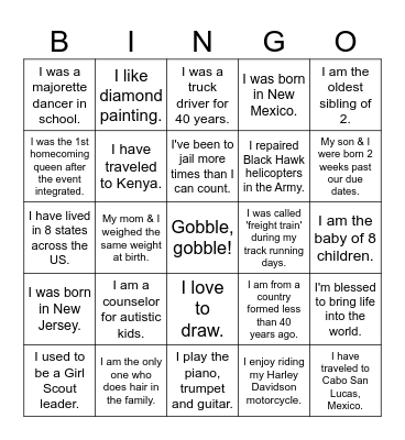 Happy Thanksgiving 2023! Bingo Card