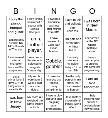 Happy Thanksgiving 2023! Bingo Card
